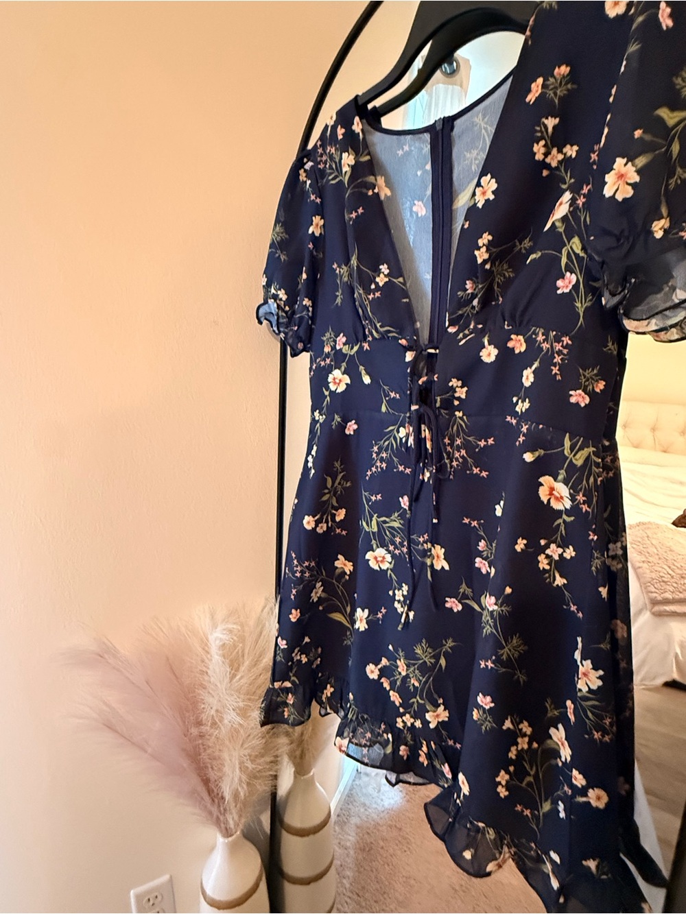 Cupshe Navy Floral Tie-Front Mini Dress - Picture 4 of 4
